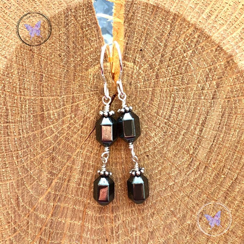 Hematite Faceted Drop Earrings